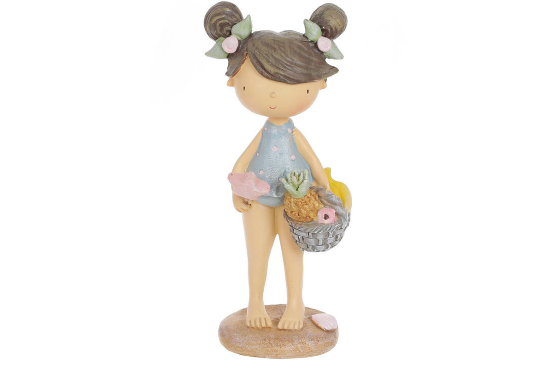 

Декоративная статуэтка Девочка с фруктовой корзинкой 18,5см, Разные цвета