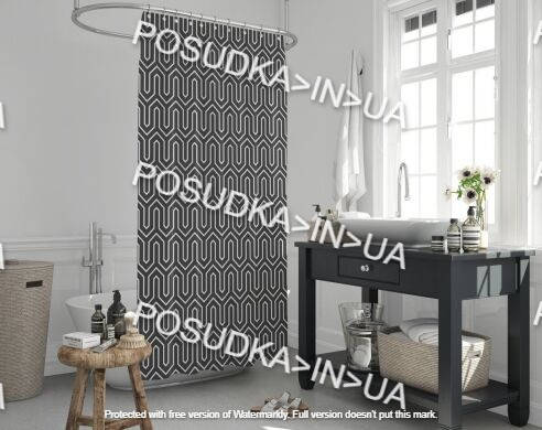 

Штора для ванной Jacline Ethnic 1076 черно-белая