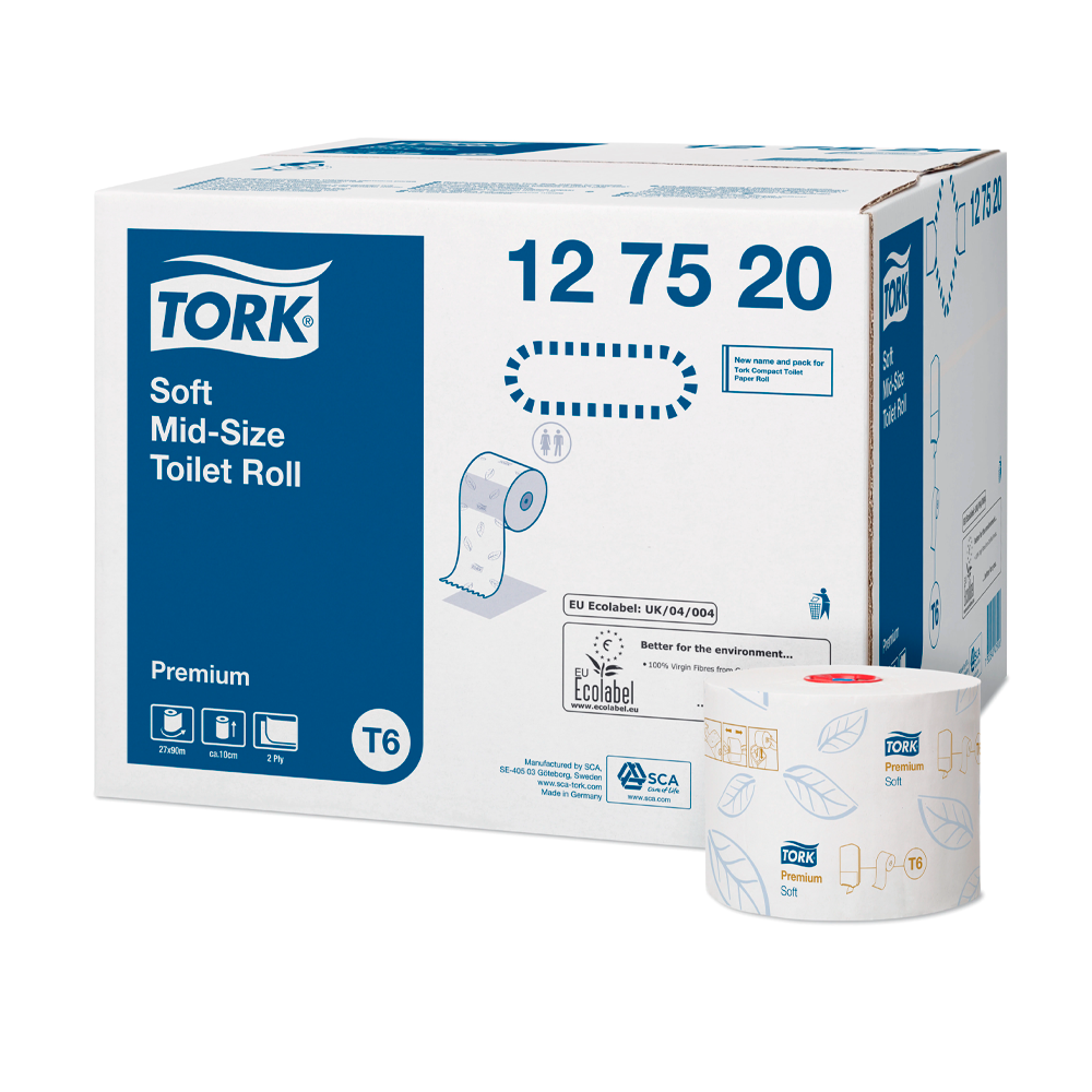 

Туалетная бумага TORK Mid-size в миди рулонах, мягкая (Premium) 90 м, 2 слоя