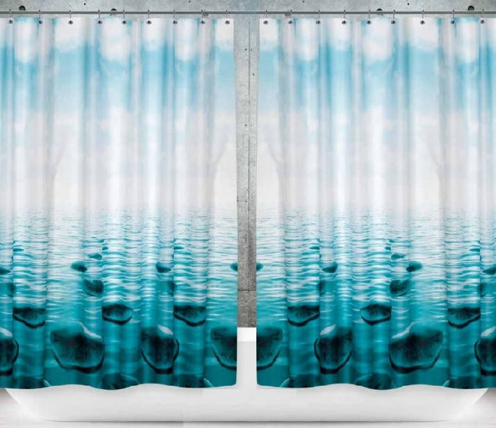 

Шторка для ванной Tropik полиэстер двойная 2*110 см (Турция) 5075-2, Голубой