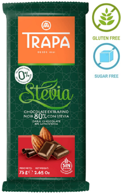 

Шоколад Trapa Stevia Черный 80% какао 75 g