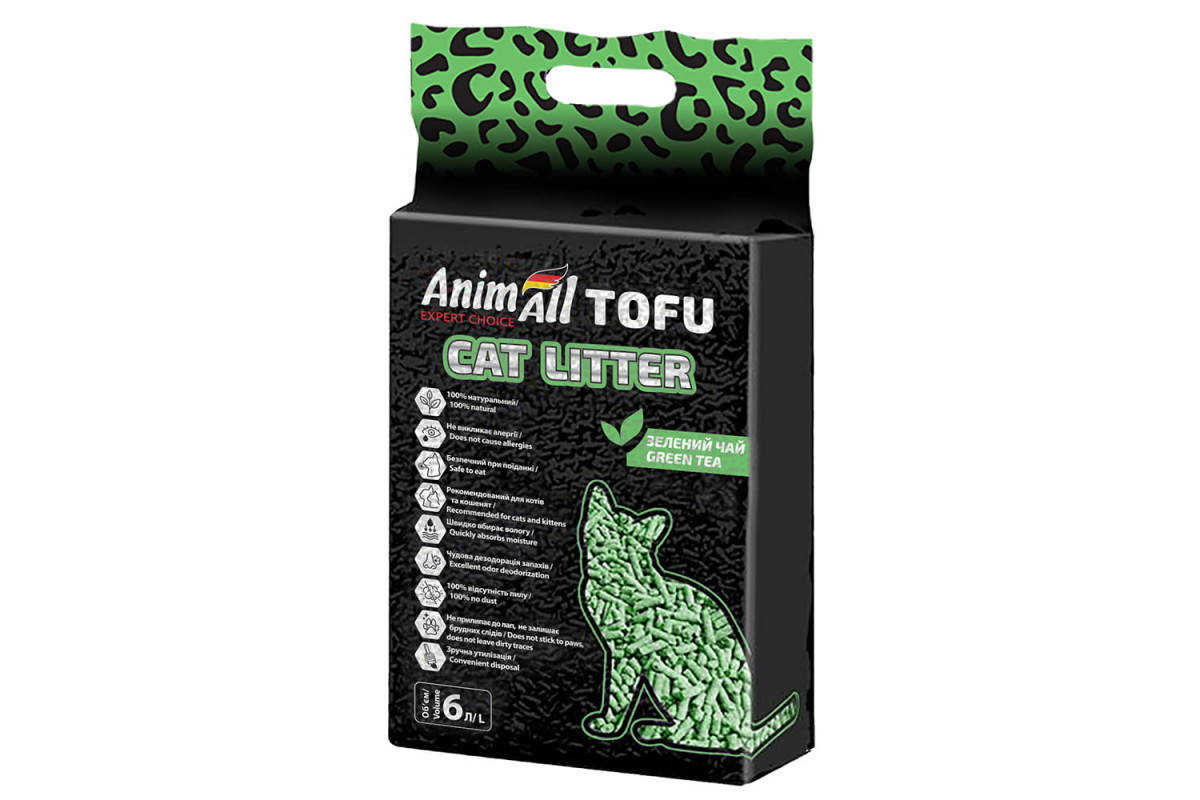 

AnimAll TOFU Green tea - ТОФУ Зеленый чай - соевый наполнитель для кошек - 6 л / 2,6 кг
