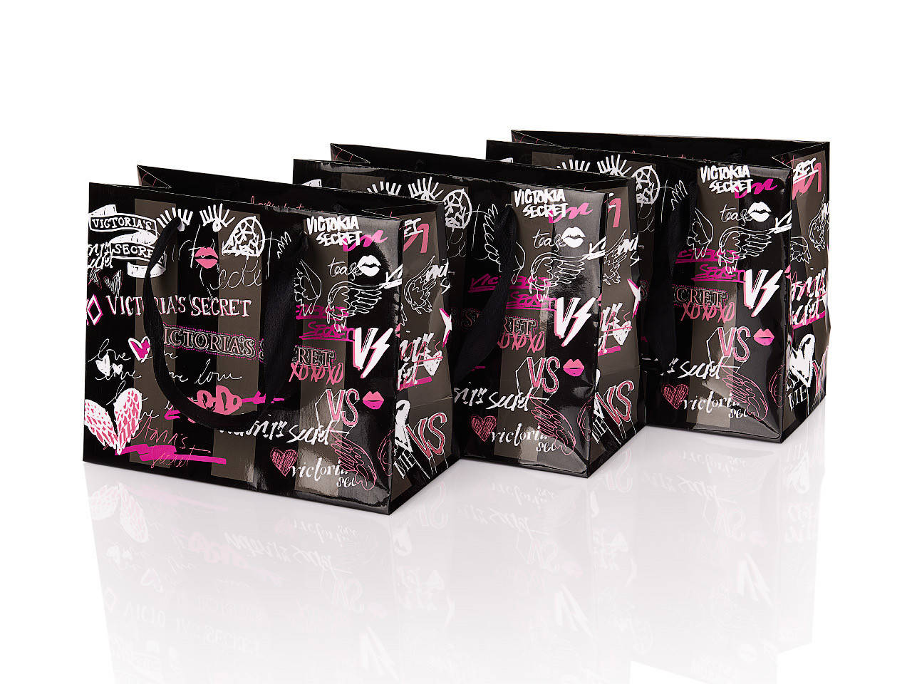 

Бумажный пакет Victorias's Secret Граффити черный