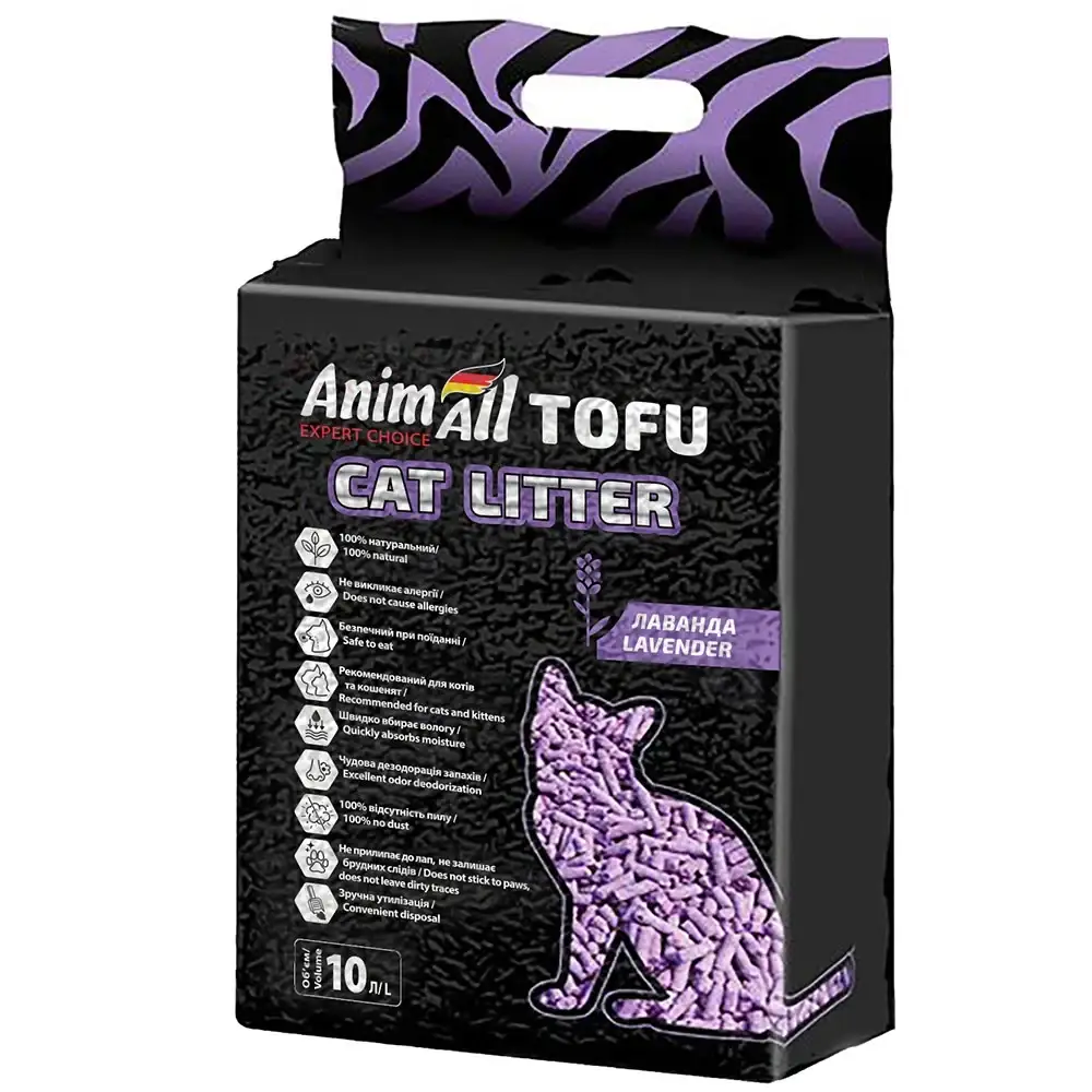 

Наполнитель для туалета AnimAll Tofu Lavender соевый, с ароматом лаванды 4.66 кг (10л)