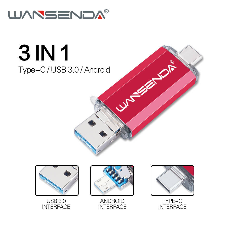 

Флешка 32 ГБ 3в1 USB 3.0 / Micro USB / Type-C разъёмами для мобильных устройств с OTG