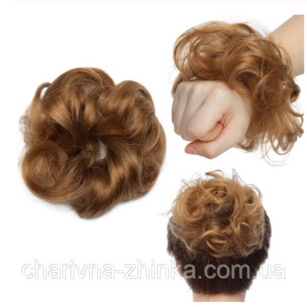 

Шиньон-резинка из натуральных волос цвет светло-русый пшеничный