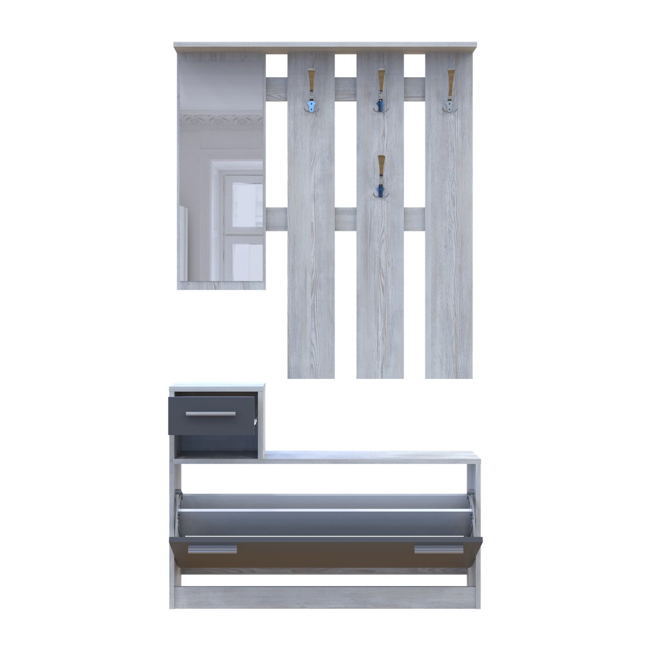Передпокій Doros Alice Сосна Натті/Графіт 1 дзеркало 100х27х182.9 (44900365) 4