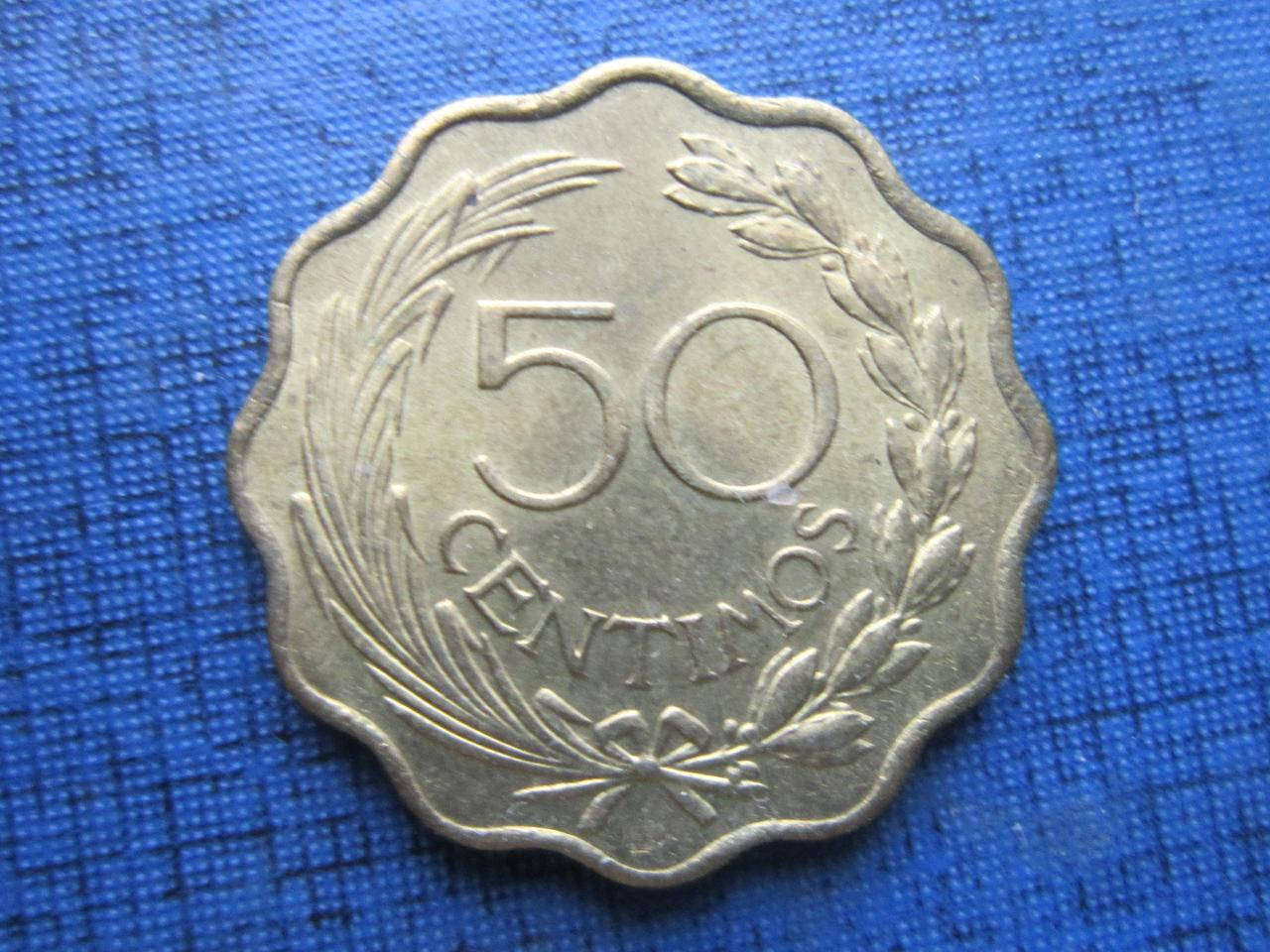 

Монета 50 сентимо Парагвай 1953 фауна лев