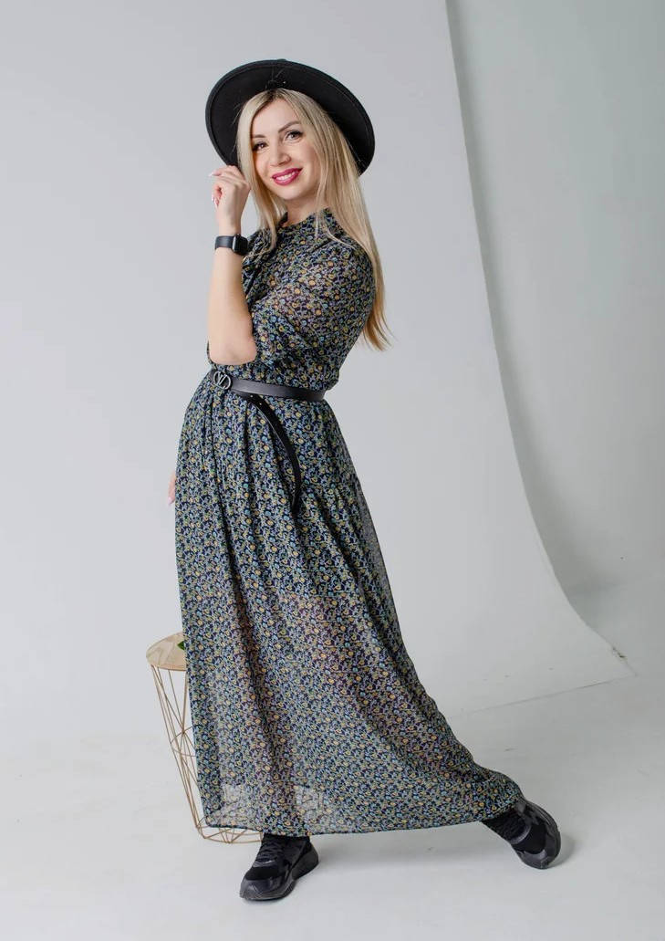 

Женское длинное свободное шифоновое платье, воздушное шифоновое платье в цветочный принт.