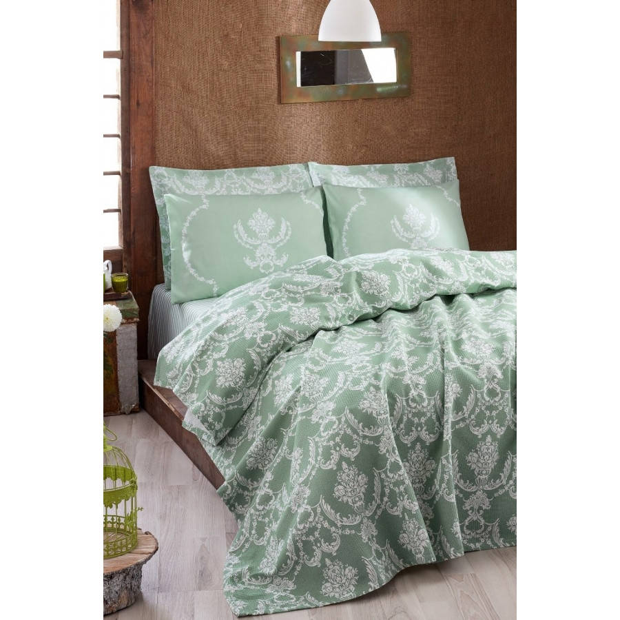 

Покрывало пике Eponj Home - Pure SuYesili вафельное 200*235, Зелёный