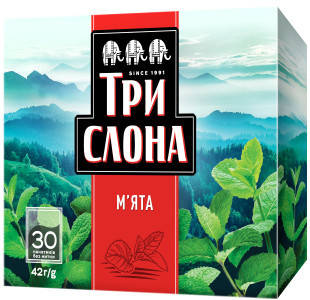 

Чай "ТРИ СЛОНА" 30ф/п*1,4г Трав'яний М'ята б/я (1/9)
