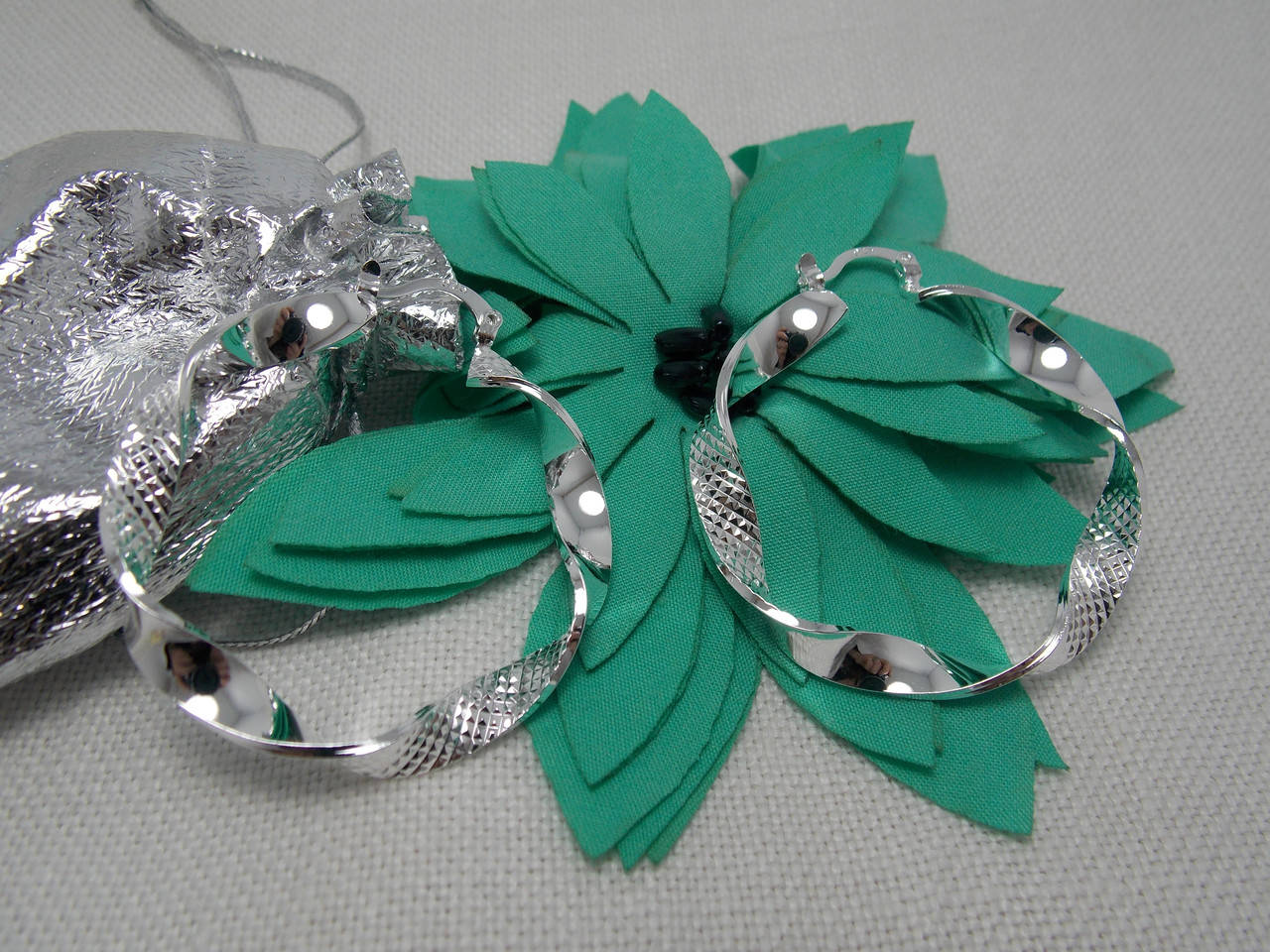 

Серьги кольца витые макси покрытие серебро 925