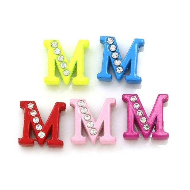 

Буква М со стразами, буквы со стразами М, М - буквы для наборных браслетов, бусина буква М Цветные