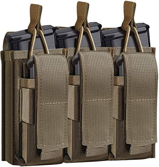 

Тройной подсумок Elvo с открытым верхом для магазинов АК и пистолетов, цвет - песочный (Coyote)