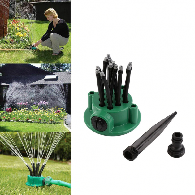 

Ороситель насадка на шланг для полива 12в1 Multifunctional Sprinkler 360 degrees