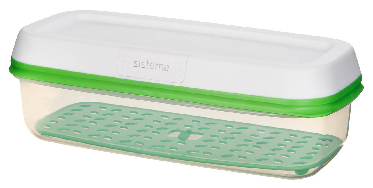 

Контейнер для хранения овощей/фруктов/ягод Sistema Freshworks 1,9 л, Зеленый с белым