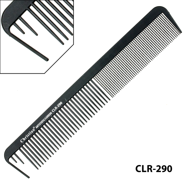

Гребешок карбоновый антистатический средне-мелкозубый CLR-290