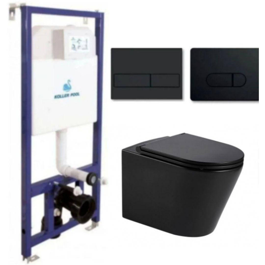 

Комплект 5в1: Инсталляция Koller pool +Безободковый Подвесной унитаз nemo Black + Клавиша (НА ВЫБОР)