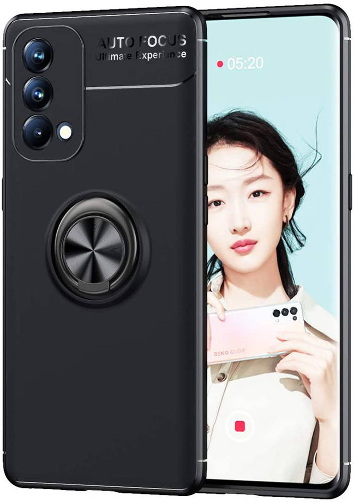 

Чехол с кольцом OPPO A74 Autofocus (Оппо А74), Черный