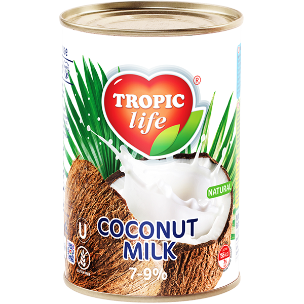 

Кокосовое молоко без глютена Tropic Life Coconut milk 7-9%, 425 мл