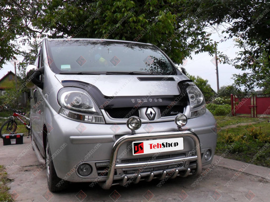 

Дефлектор капота, мухобойка Renault Trafic 2001-> длинная VIP