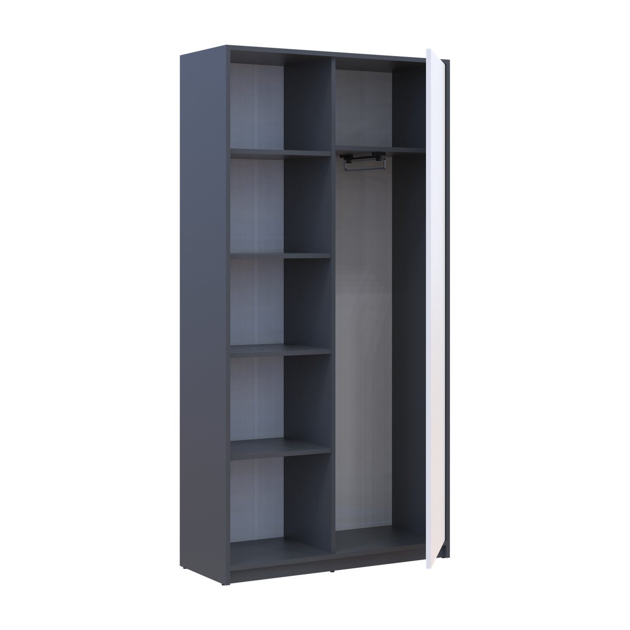 Розпашна Шафа Doros Студент Графіт/Білий 90х38х180 (44900273) 7