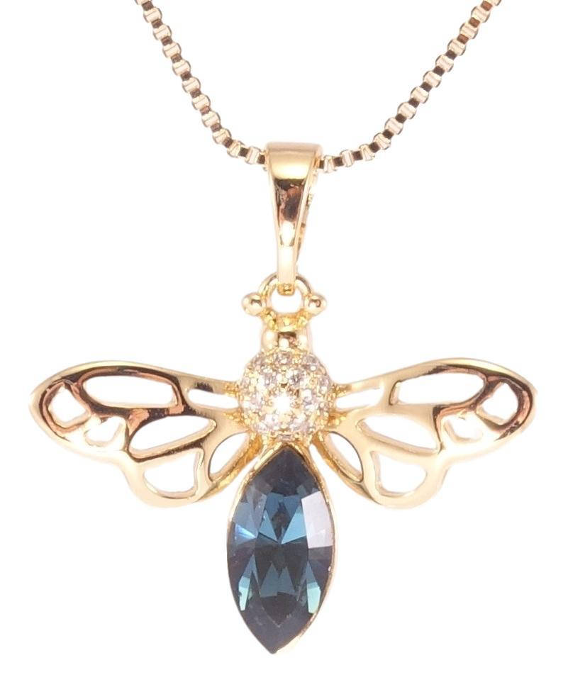 

Кулон Xuping 18K с кр-ми Swarovski на цепочке "Муха с кристаллом Montana" дл. 39.5-44.5см х 1мм