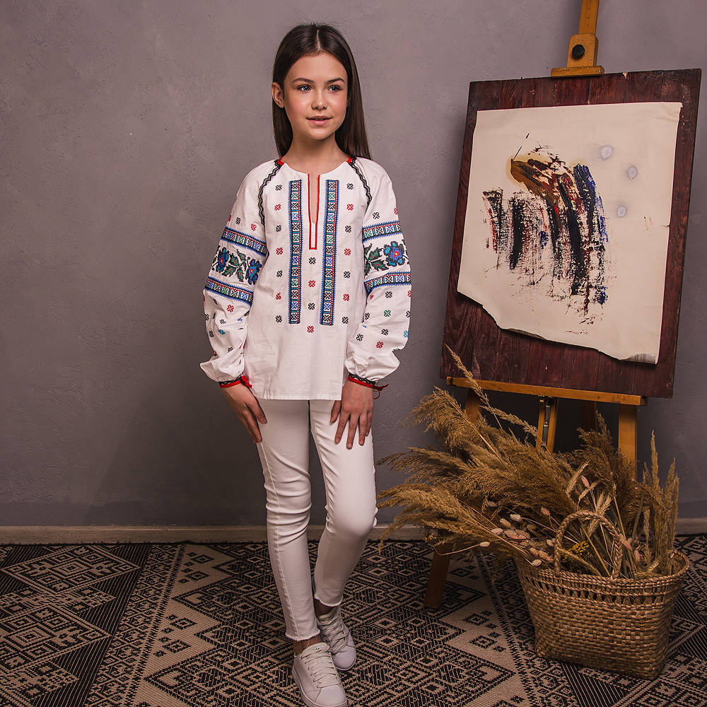 

Вишита блуза для дівчинки Moderika Борщівка 146, Белый