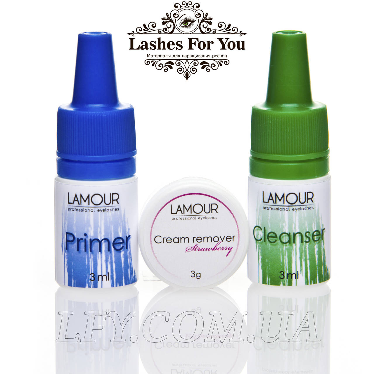 

Комплект Lamour (Primer, Cleanser, Cream remover) по 3мл.
