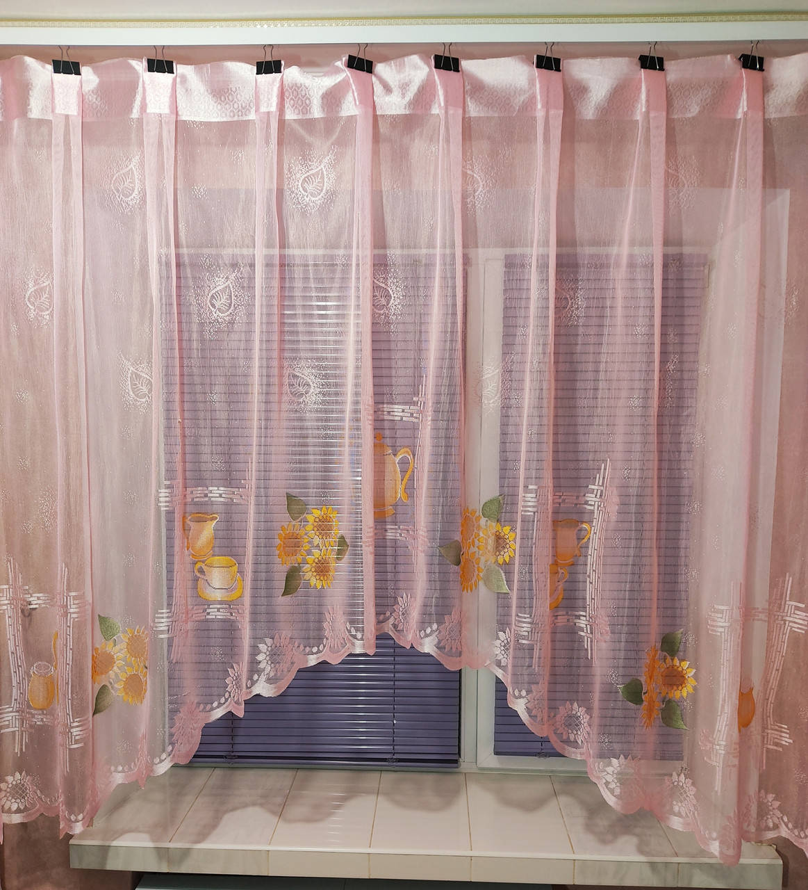 

Красивая занавеска арочного типа из жаккарда шириной 3м, Розовый