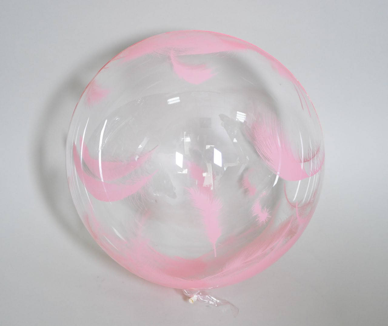 

Bubble Бабл КНР 18" (45 см) прозрачный с рисунком "Перья розовое", Разные цвета