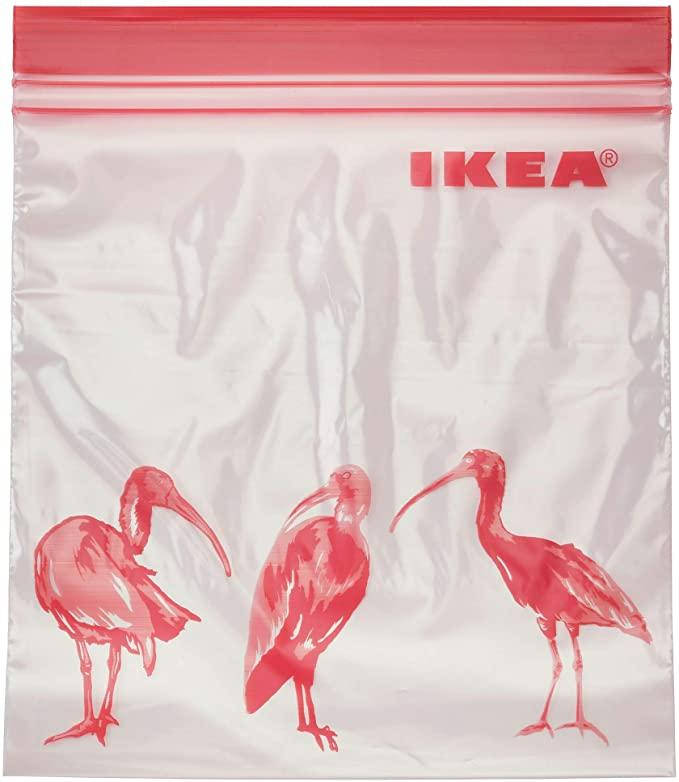 

IKEA ISTAD Сумка-шнурок, (004.654.38)Пакет закрывающийся, с рисунком, розовый, 1 л