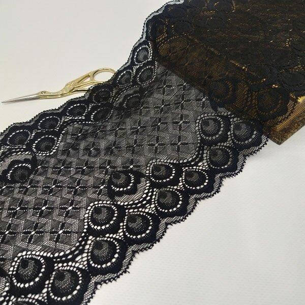 

(1 метр) кружево гипюр стрейч, 17см Цвет черный (КС-10035Ч)