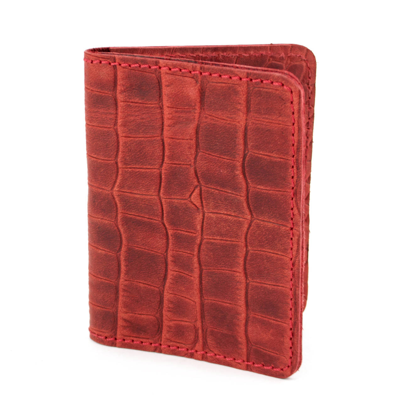 

Обложка на ID паспорт, права кожаная Амелия 04 (красный крокодил)