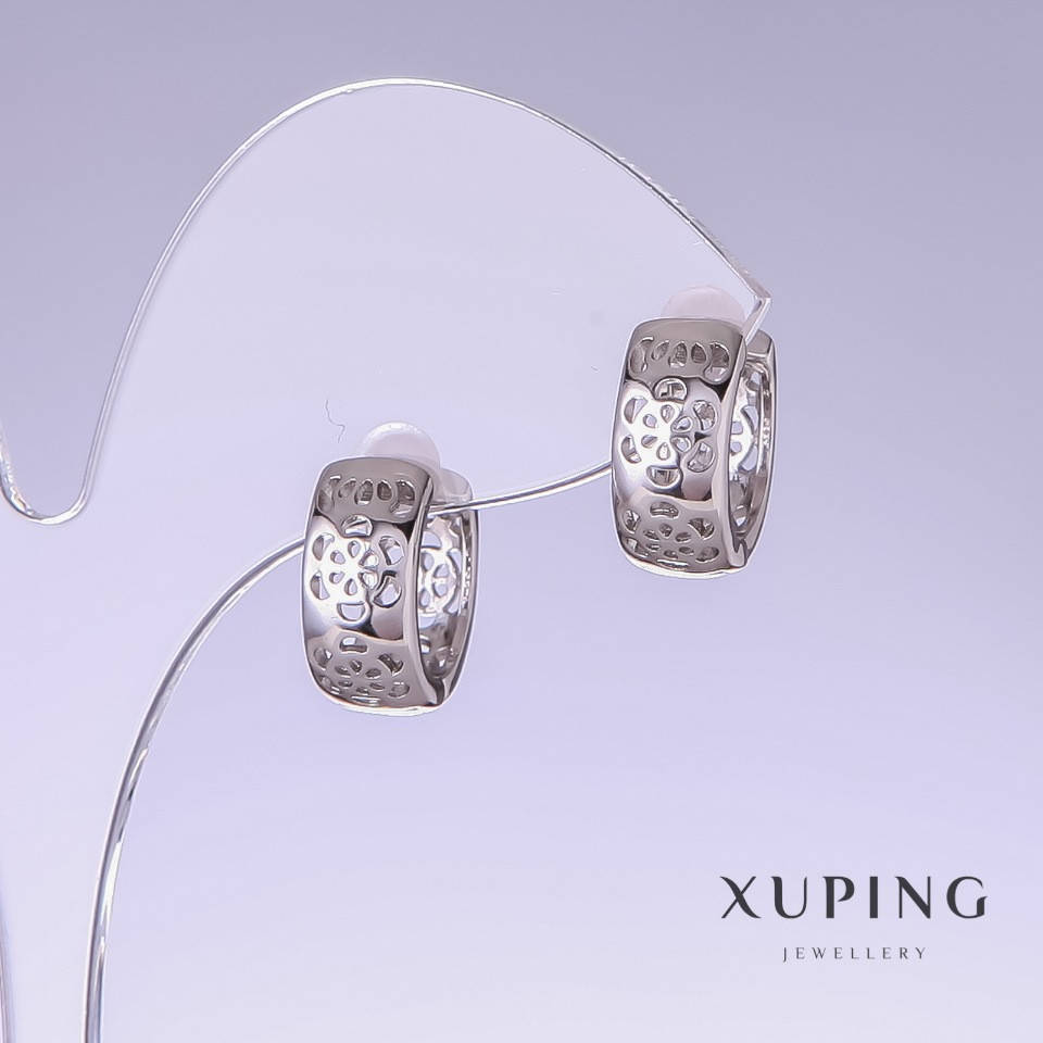 

Серьги Xuping L-14мм s-6мм родий 18к
