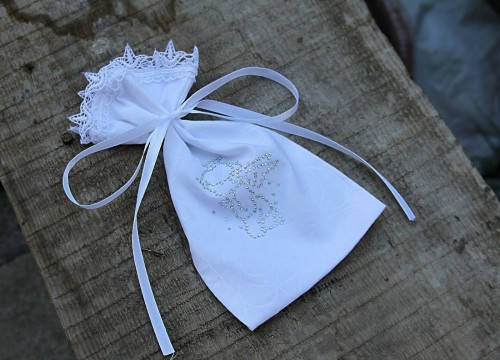 

Мешочек для волос, для локона для крещения. Белый
