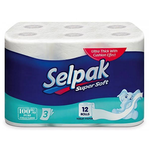 

Туалетная бумага Selpak трехслойная Белая, 12 рулонов, Белый