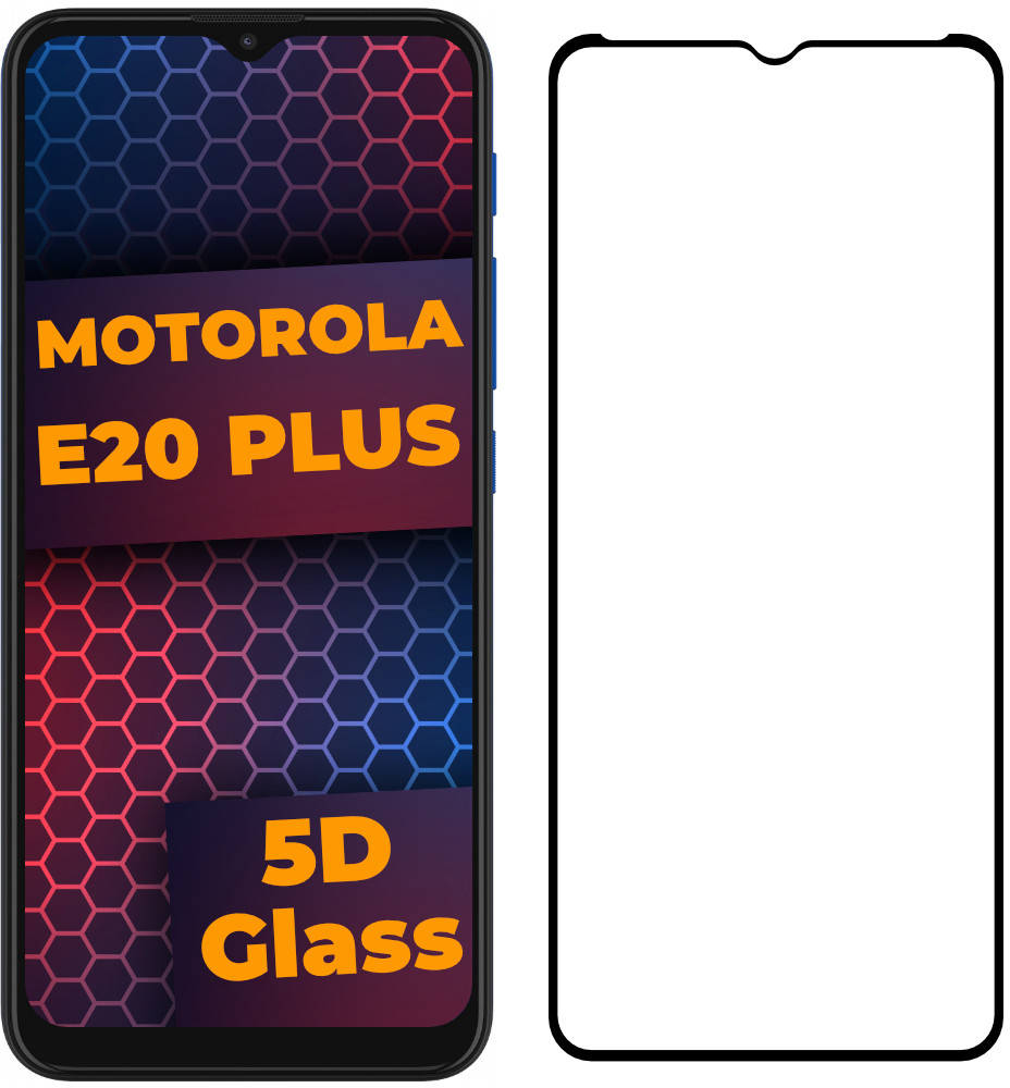 

5D стекло Motorola E20 (Защитное Full Glue) Black (Моторола Мото Е20), Черный