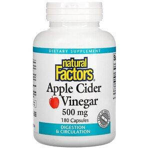 

Natural Factors, яблочный уксус, 500 мг, 180 капсул