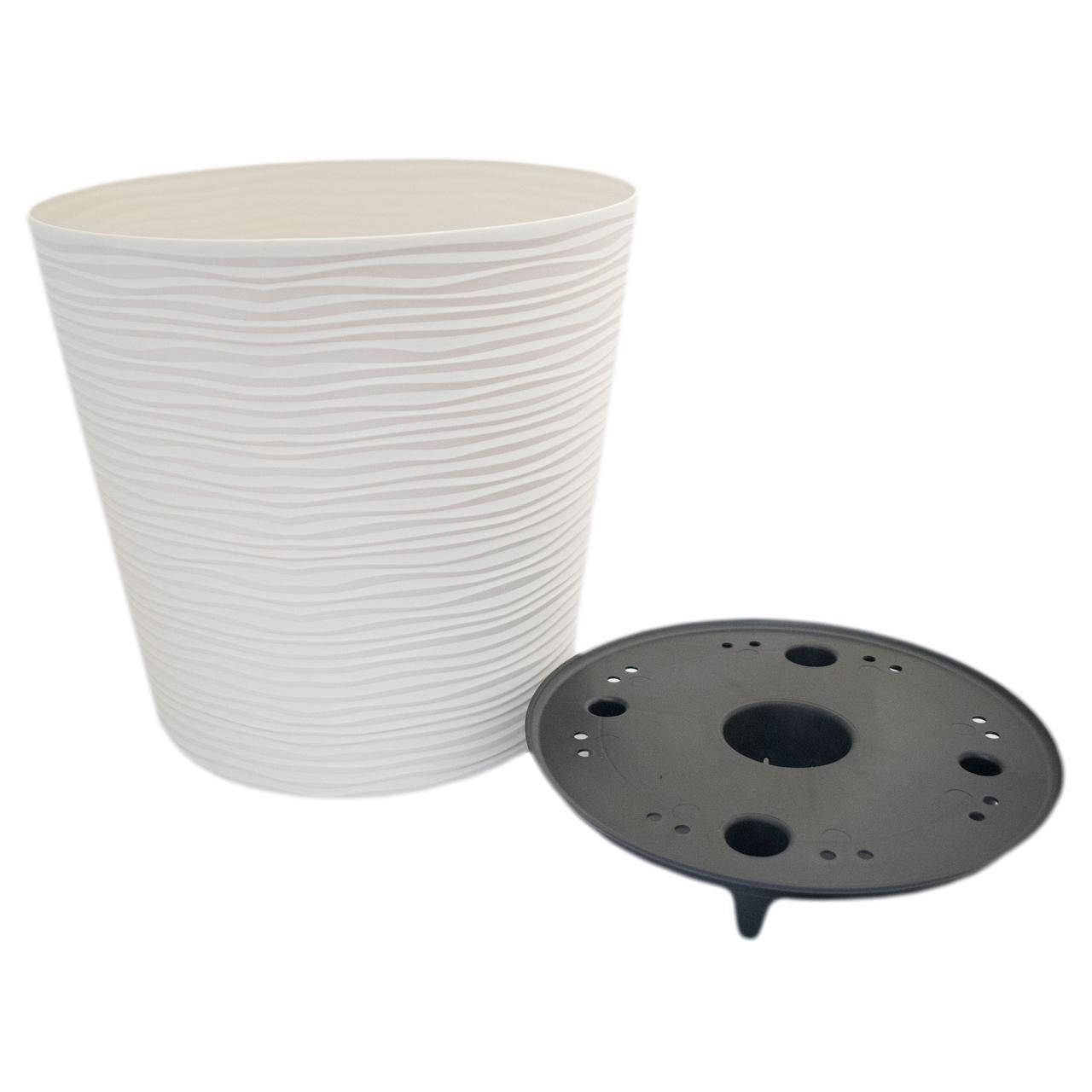 

Вазон Фьюжн низкий с вставкой 30х28.5 см 13 л белая роза Алеана, Белый