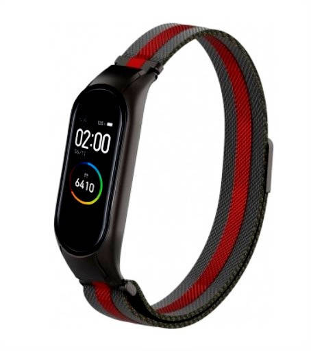 

Браслет BeWatch для Mi Band 5 | 6 миланская петля с магнитной застежкой Ремешок Черно-красный (1540214)