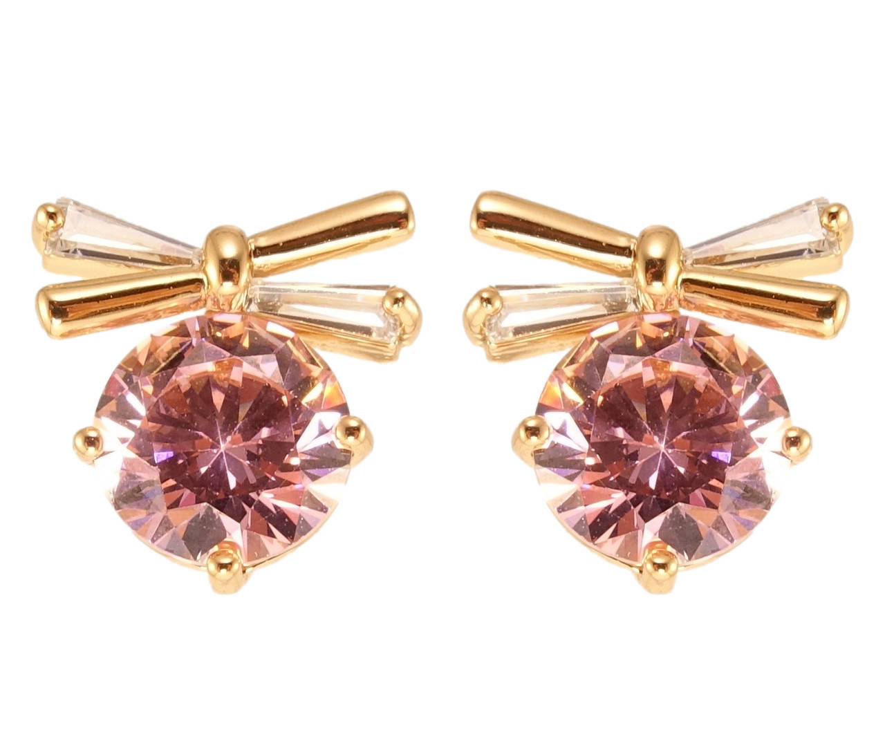 

Серьги Xuping Позолота 18K гвоздики (пусеты) "Розовые кристаллы с бантами"