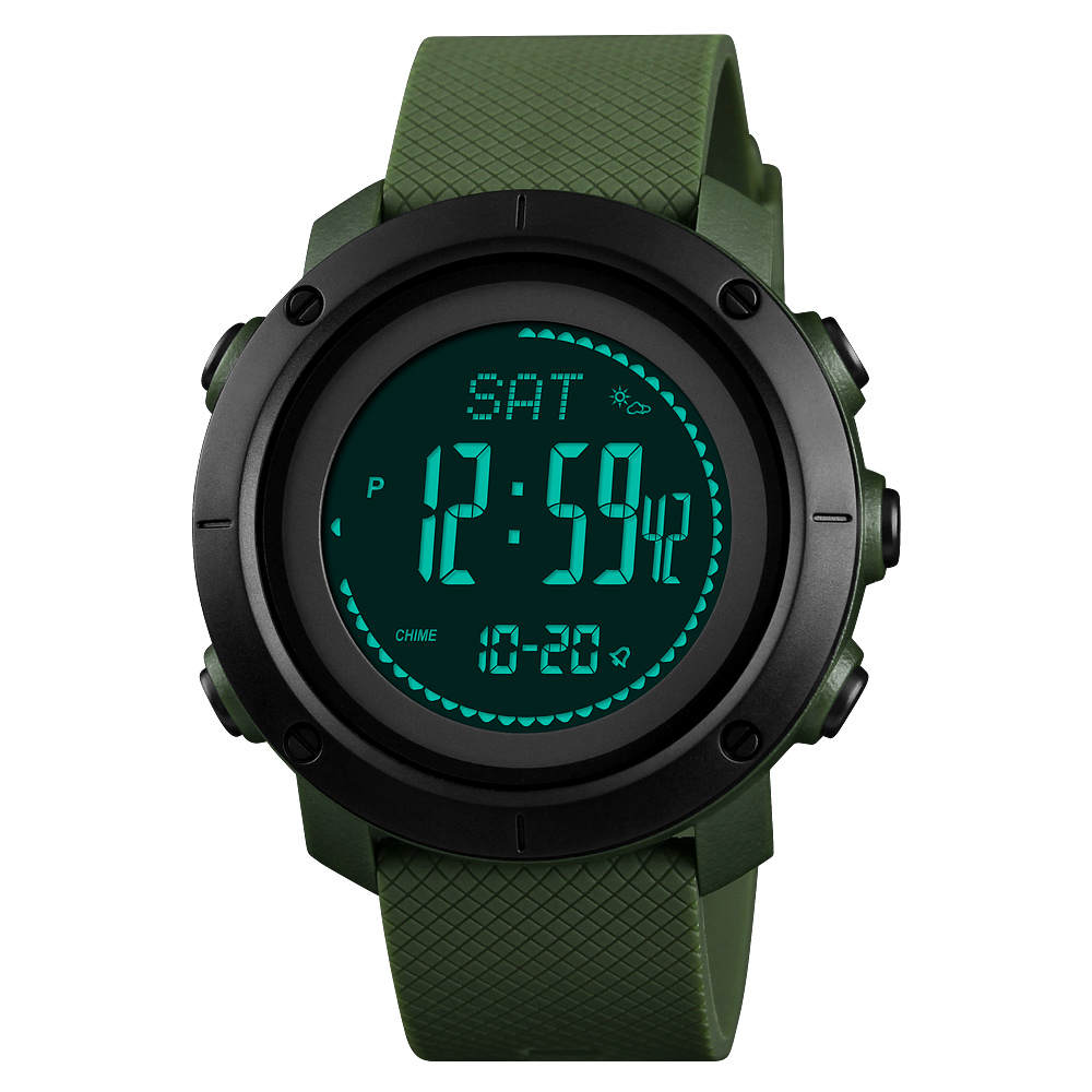 

Мужские часы Skmei 1427 Army Green с шагомером и компасом