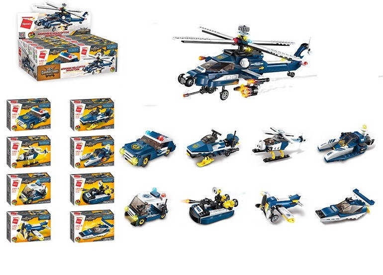 

Конструктор Qman 1801 Combat zones-Armored helicopter-windstorm 45-49дет. 8 коробок НАБОР