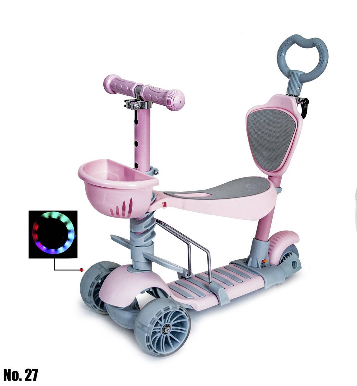 

Самокат Scooter 5 в 1 Пастельно Розового цвета, Черный