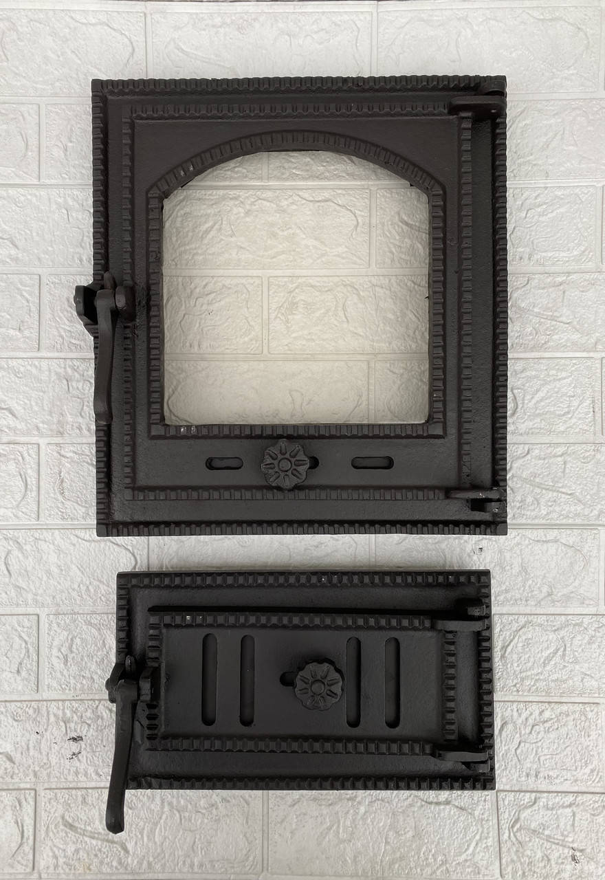 

Дверцы для камина печи барбекю Style 35 350x400 мм + 320x180 мм Печная дверца со стеклом