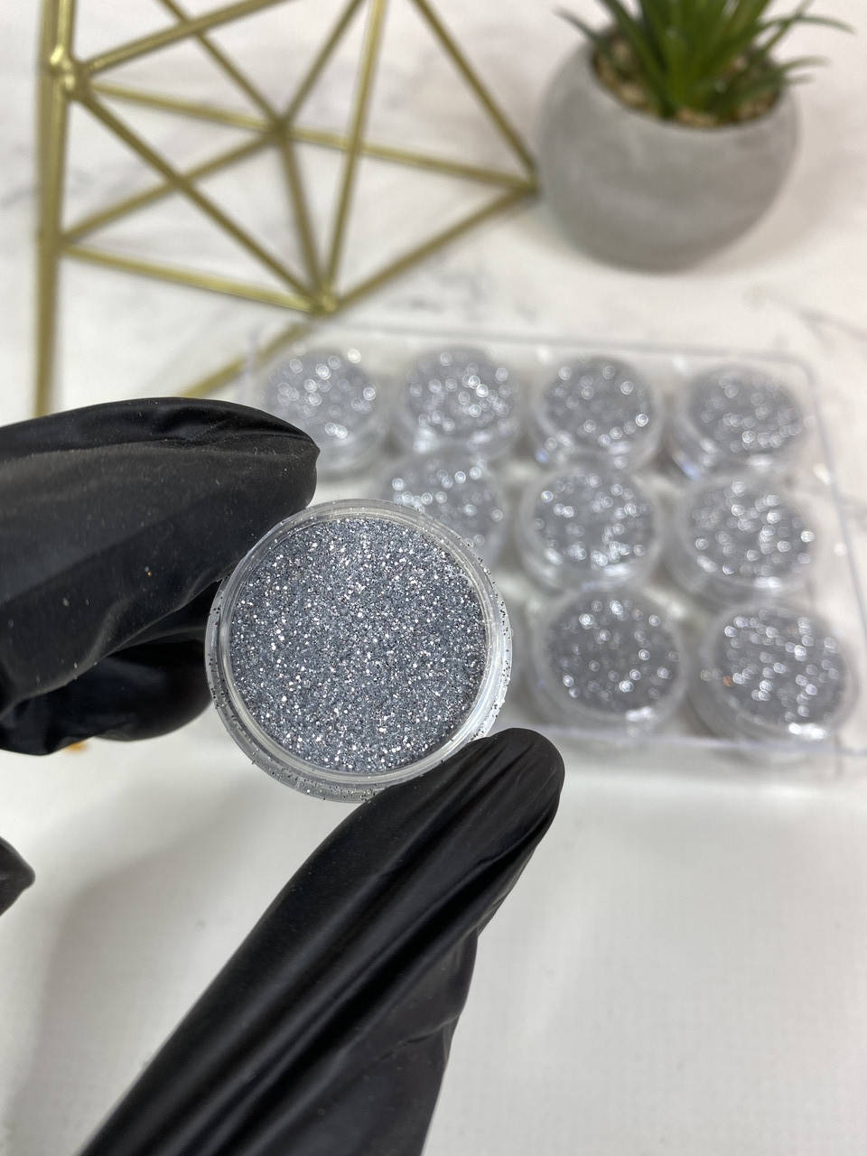 

Песок, глиттер для дизайна ногтей, Серебристый