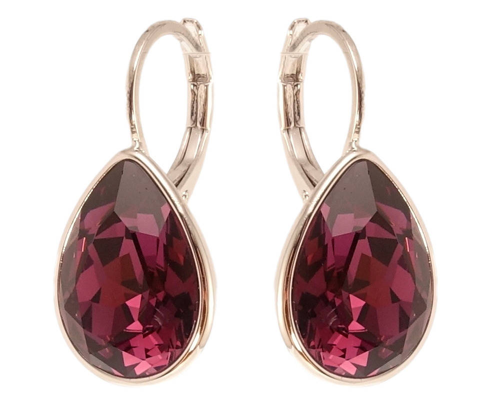 

Серьги Xuping Родий с кр-ми Swarovski французский замок "Кристальная капелька Amethyst"