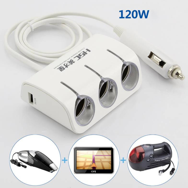 

Разветвитель тройник прикуривателя 2USB YC-401 12/24V 120W/выключатель+ удлинитель