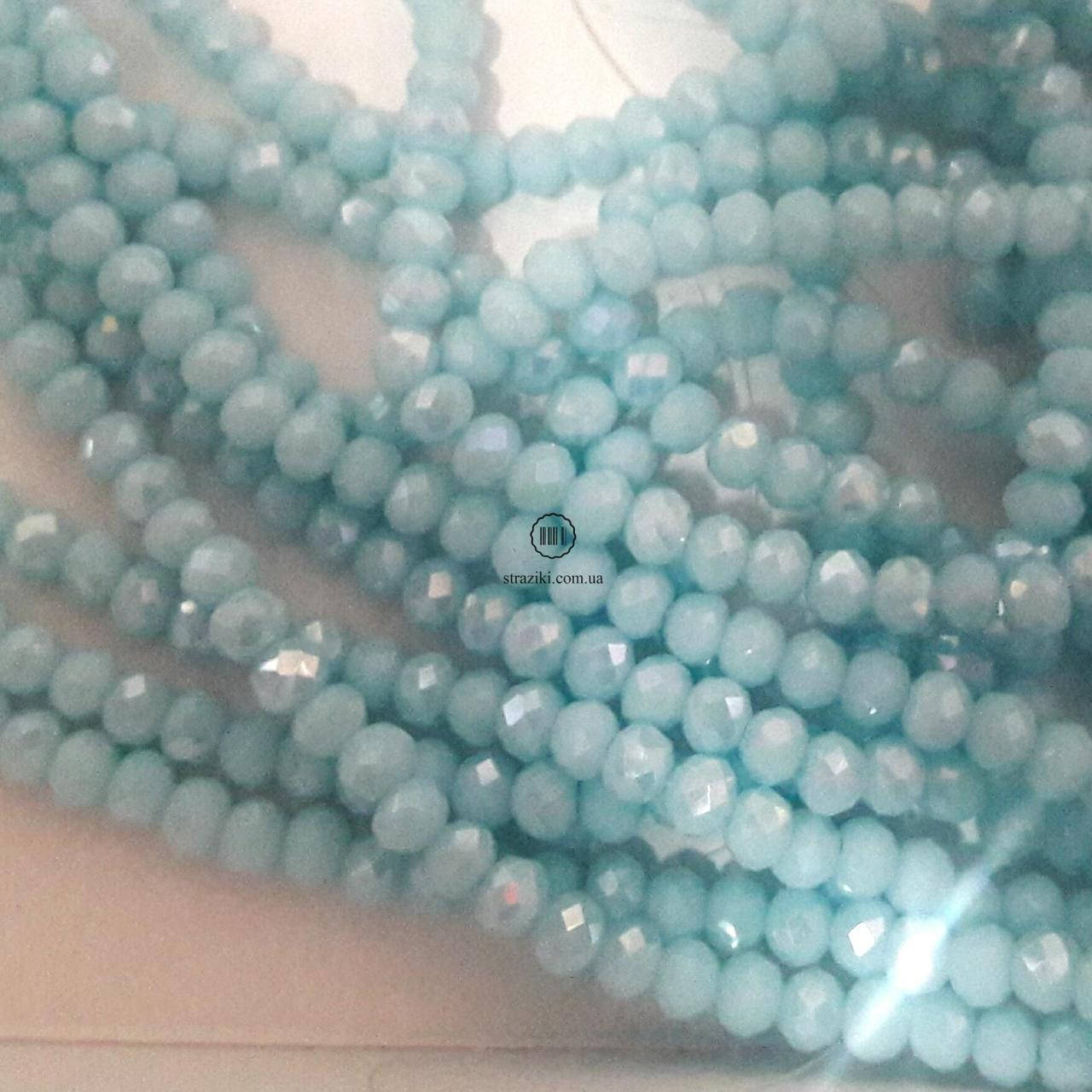 

4мм рондели голубой АВ 130шт (Хрустальные рондели)